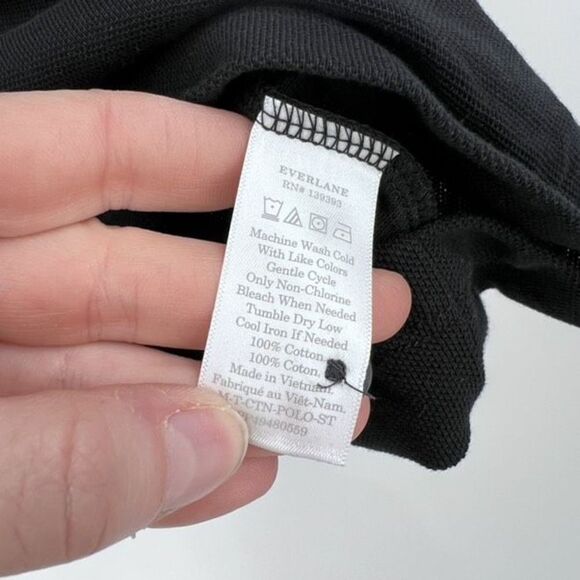 NWT Everlane Kilbeggan Men's Black Short Sleeve Pique Polo Shirt Size Medium - Picture 6 of 9